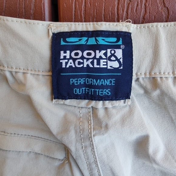Hook and Tackle Beer Can Island Stretch Fishing Shorts Sand Tan Mens Size 32 NWT - Picture 7 of 14